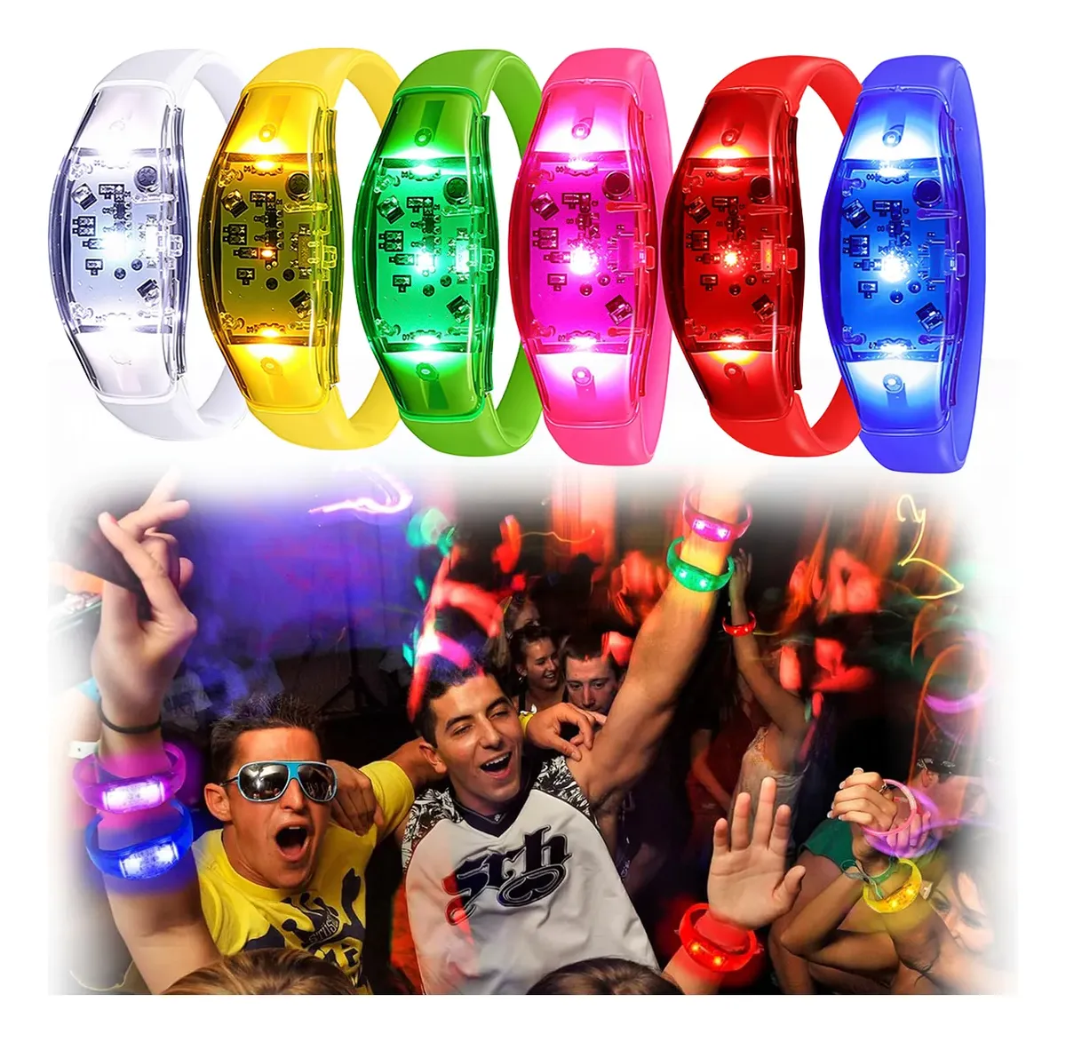 Audio Music Dj - 6 bracelets LED activés par le