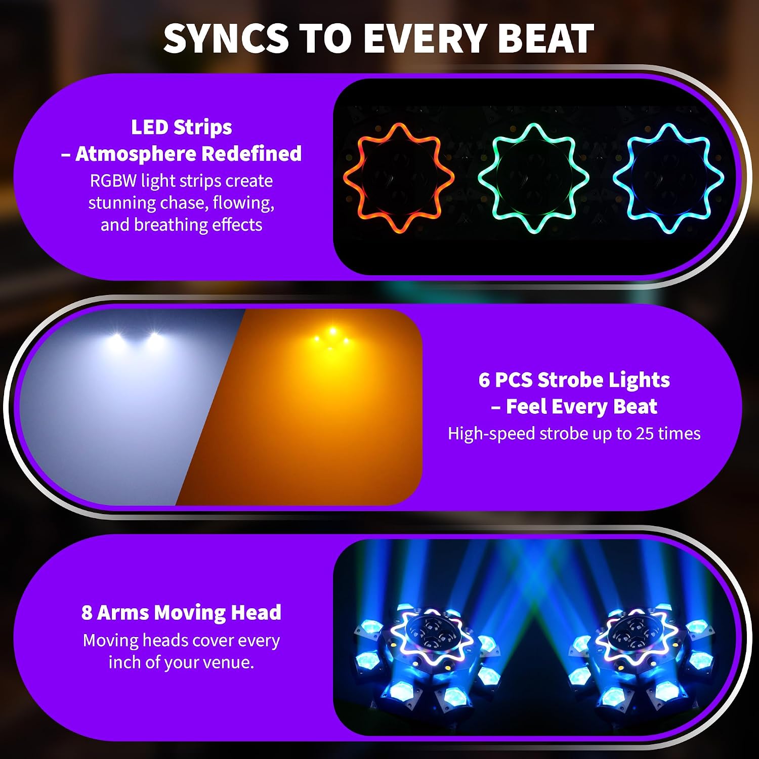 Projecteur de scène 200W à 8 b - Audio Music Dj avis et prix